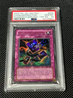 YUGIOH PSA 10 2002 Chain Destruction PSV-006 Ultra Rare 1st Edition *0861 - Image 1