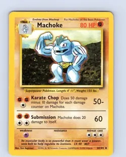 Pokemon TCG Machoke Base Set 34/102 Unlimited Uncommon Card WOTC LP-NM - Image 1