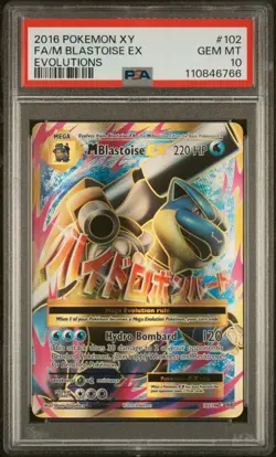 Pokemon M Blastoise EX Full Art Holo Ultra Rare Card 102/108 Evolutions PSA 10 - Image 1