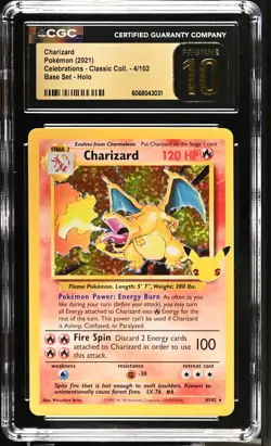 POKEMON CGC 10 PRISTINE Celebrations Charizard 4/102 Holo *3031 - Image 1