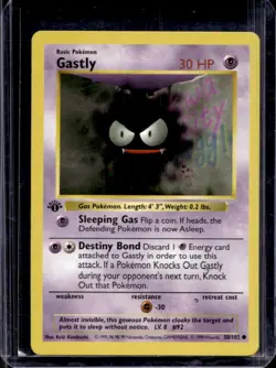 1999 Pokemon 1st Edition Gastly Shadowless #50/102 - Image 1