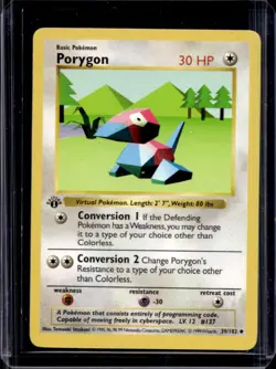 1999 Pokemon 1st Edition Porygon Shadowless #39/102 - Image 1