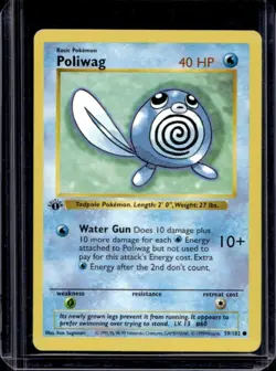 1999 Pokemon 1st Edition Poliwag Shadowless #59/102 - Image 1