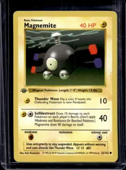 1999 Pokemon 1st Edition Magnemite Shadowless #53/102 - Image 1