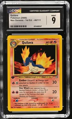 CGC MINT 9 Pokemon Quilava 46/111 2000 Neo Genesis 1st Edition - Image 1