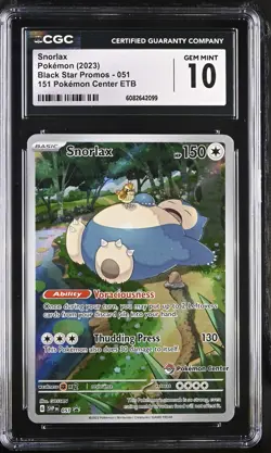 POKEMON CGC 10 Snorlax 051 Pokemon Center 151 ETB Stamp Promo *2099 - Image 1