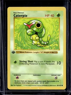 1999 Pokemon 1st Edition Caterpie Shadowless #45/102 - Image 1