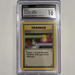 Pokemon Switch Trainer Base Set 1999 Regular 95/102 CGC 10 - Image 1