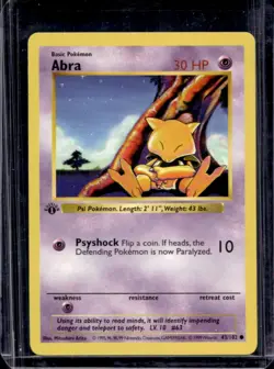 1999 Pokemon 1st Edition Abra Shadowless #43/102 - Image 1