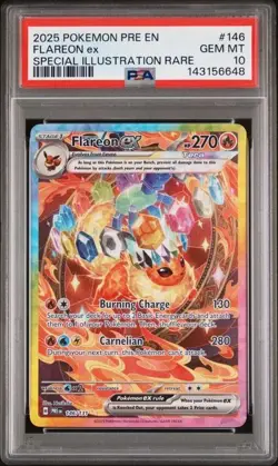 Pokemon Flareon ex 2025 PRE Prismatic Evolutions #146 Special Il. Rare PSA 10 - Image 1