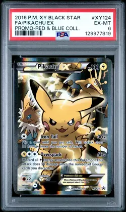 2016 POKEMON XY BLACK STAR PROMO RED & BLUE COLL FULL ART/PIKACHU EX PSA 6 - Image 1