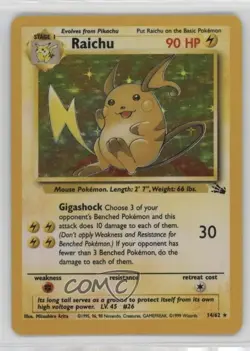 Raichu Holo Pokemon Fossil #14 1999 - Image 1