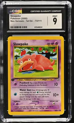 CGC MINT 9 Pokemon Slowpoke 73/111 2000 Neo Genesis 1st Edition - Image 1