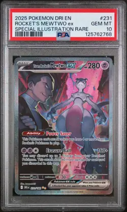 POKEMON 2025 ROCKET'S MEWTWO ex DESTINED RIVALS #231 PSA 10 - Image 1