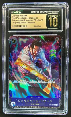 2024 One Piece Japan Tournament Winner Dracule Mihawk #OP01-070 CGC 10 Pristine - Image 1