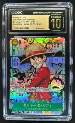 2025 One Piece Japanese Monkey D Luffy Manga Alt Art #OP13-118 CGC 10 Pristine - Image 1