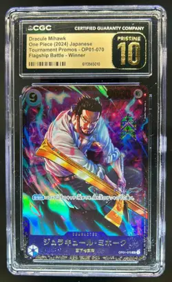2024 One Piece Japanese Promo Dracule Mihawk #OP01-070 CGC 10 Pristine - Image 1