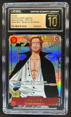 2022 One Piece Romance Dawn JP Shanks Manga Art SSP #OP01-120 CGC 10 Pristine - Image 1