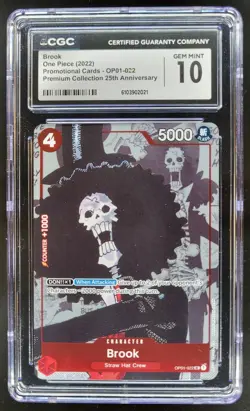 2022 ONE PIECE CCG BROOK 25TH ANNIVERSARY OP01-022 CGC 10 D PT - Image 1