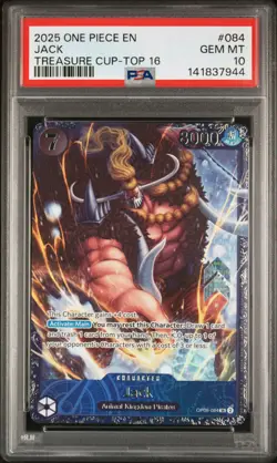 ONE PIECE 2025 JACK TREASURE CUP-TOP 16 PROMOS #084 PSA 10 - Image 1
