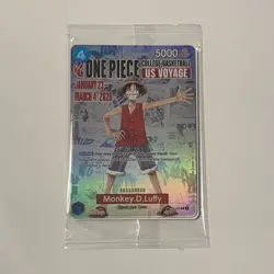 Bandai Namco One Piece CCG Monkey D. Luffy US Voyage Promo Holo Card P-055 5000 - Image 1