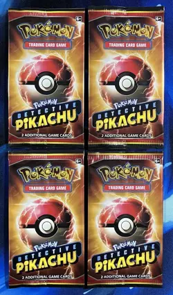 Pokemon TCG Detective Pikachu 2 Card Booster Pack Sealed Lot X4 Sun & Moon Promo - Image 1