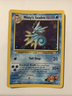 Misty's Seadra PRERELEASE Gym Heroes - Holo Rare 9/132 WOTC Card NM Pokemon TCG - Image 1
