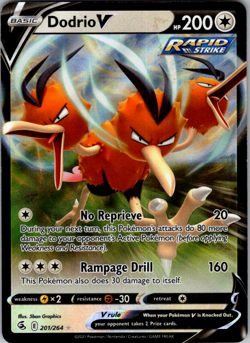 Dodrio V - 201/264 - Pokemon Fusion Strike Sword & Shield Ultra Rare Card NM - Image 1
