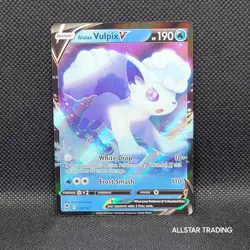 Alolan Vulpix V 033/195 Pokemon Silver Tempest - Pokemon SWSH Full Art Holo - Image 2