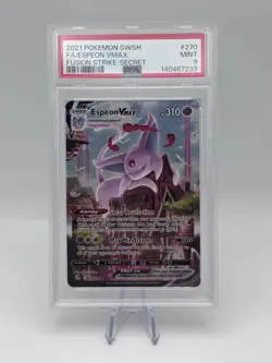Pokemon Espeon VMAX TCG Secret Rare Alt Art 270/264 Fusion Strike 2021 PSA 9 - Image 1