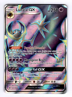 Lunala GX (Full Art) SM Base Set #141 (2017) Ultra Rare Holo NM Pokemon - Image 1