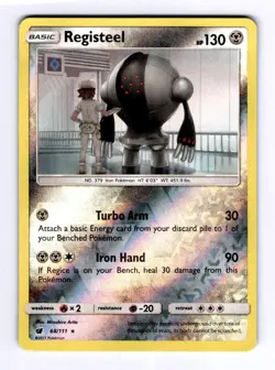Registeel SM - Crimson Invasion #68 (2017) Rare Reverse Holo NM Pokemon - Image 1