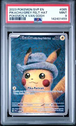 Pokemon PSA 9 Pikachu with Grey Felt Hat SVP 085 Pokemon X Van Gogh Promo #8317 - Image 1