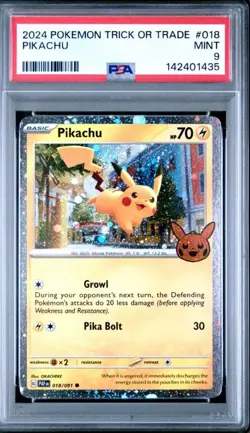 Pikachu #018 2024 Trick or Trade Halloween Stamped Mint PSA 9 Pokemon TCG - Image 1