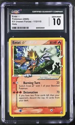 Pokemon Entei 2005 EX Unseen Forces 113/115 CGC 10 - Image 1