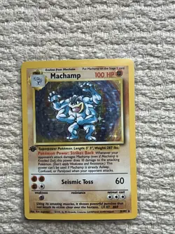 Pokemon TCG Machamp Base Set 8/102 Rare Holo First Edition 1999 Ken Sugimori - Image 1