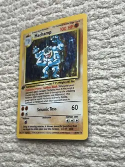 Pokemon TCG Machamp Base Set 8/102 Rare Holo First Edition 1999 Ken Sugimori - Image 2