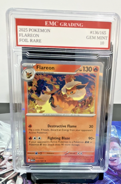 FLAREON #136/165 RARE FOIL Pokemon 2025 Card GRADED 10 MINT TCG CCG - Image 1