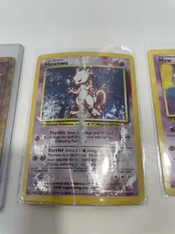 Vintage Pokemon Ancient Mew And Mewtwo Card Lot Of 3 Poor Condition - Image 3