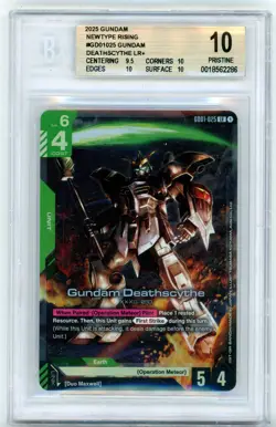 BGS Pristine 10 Gundam Card Game Gundam Deathscythe GD01-025 LR+ New Type Rising - Image 1