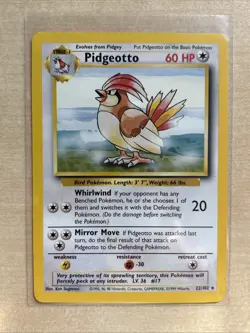 Pokemon TCG Pidgeotto Base Set, Unlimited Rare Card 22/102 LP / NM Condition - Image 1