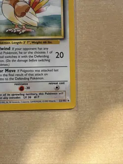 Pokemon TCG Pidgeotto Base Set, Unlimited Rare Card 22/102 LP / NM Condition - Image 2