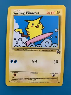 Surfing Pikachu #28 Black Star Promo Rare Vintage Pokemon Card - NM - Image 1