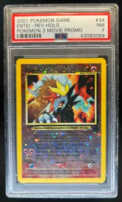 1999 Pokemon Wizards Black Star Promos Entei Reverse Holo #34 PSA 7 - Image 1