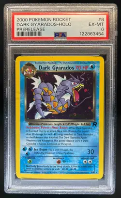 2000 Pokemon Team Rocket Dark Gyarados Prerelease Holo #8/82 PSA 6 - Image 1