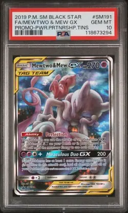 Pokemon Mewtwo & Mew GX 2019 SM Black Star Promo #SM191 PSA 10 - Image 1