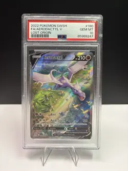 2022 Pokemon SWSH FA/Aerodactyl v Lost Origin #180 PSA 10 Gem Mint - Image 1