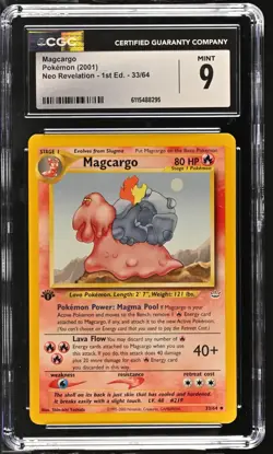 CGC MINT 9 Pokemon Magcargo 33/64 2001 Neo Revelation 1st Edition - Image 1