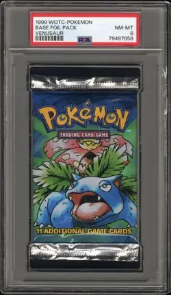 Pokemon Venusaur Pack 1999 Base Set Base Foil Pack PSA 8 - Image 1