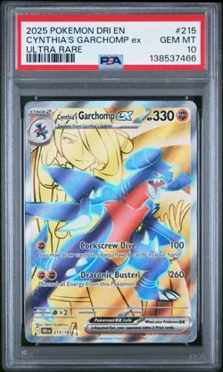 Pokemon Cynthia's Garchomp ex 2025 Destined Rivals #215 Ultra Rare PSA 10 - Image 1